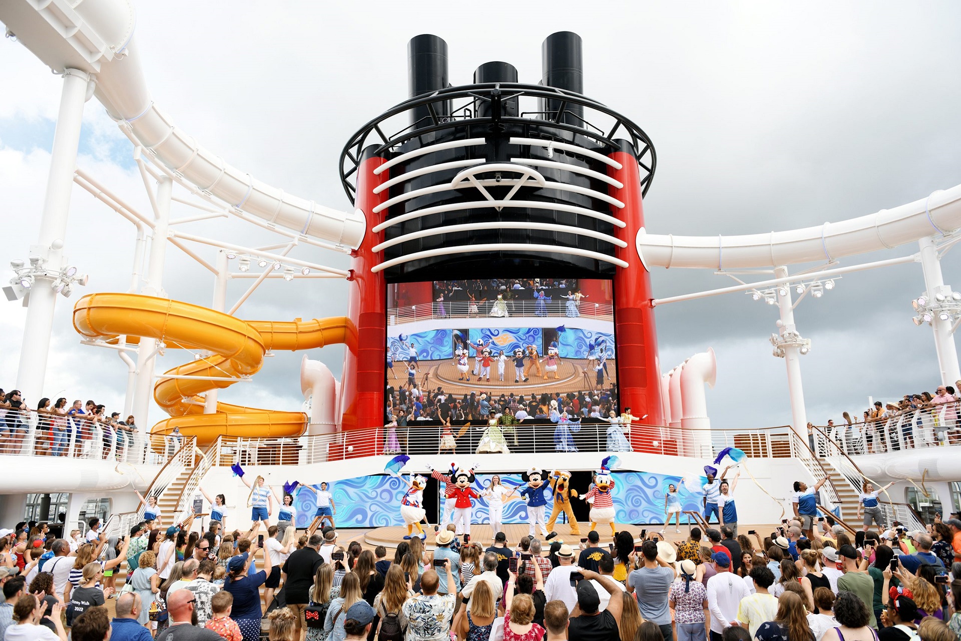 Disney cruise ship pool deck on a sea day